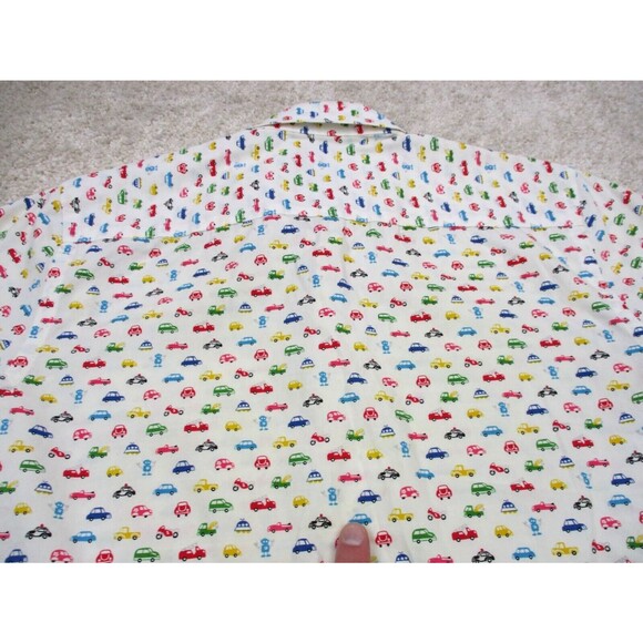 Naked & Famous Shirt Men Small Multicolor Cars All Over Print Casual Button Up * - Picture 9 of 11